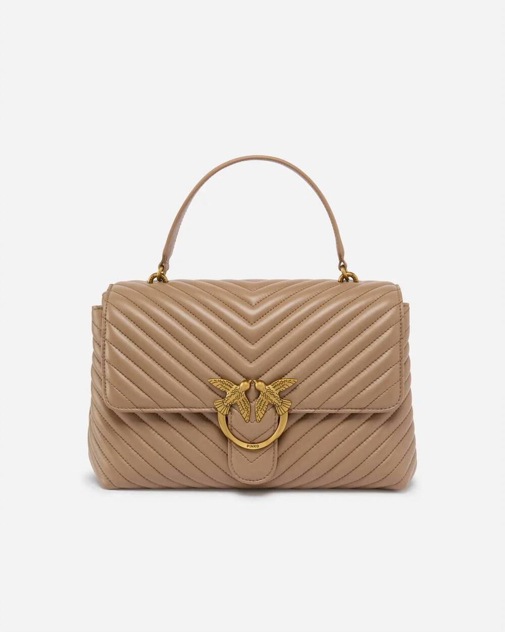 NEW PINKO women's love bag puff chevron medium handbag in beige